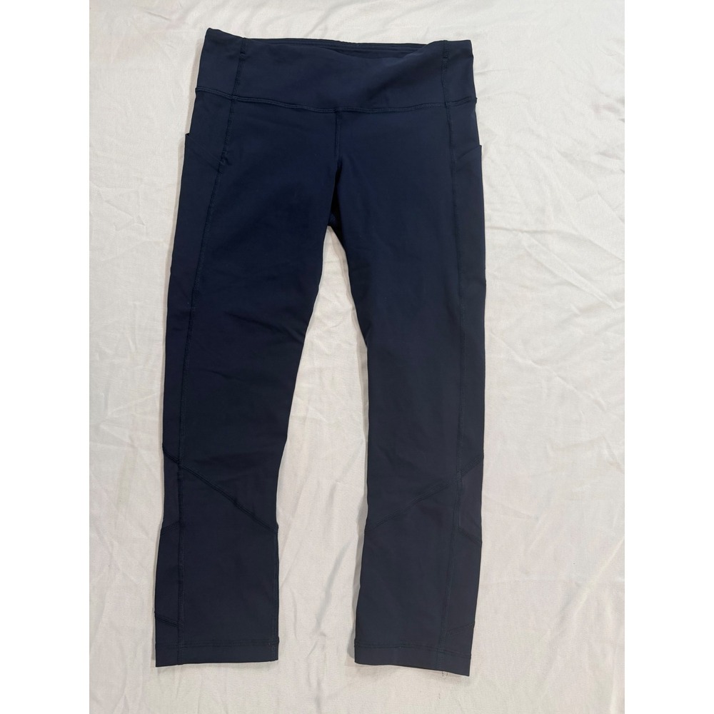 Lululemon Speed Up Crop Navy Blue Running Leggings Pockets Size 6 W6AJ9S